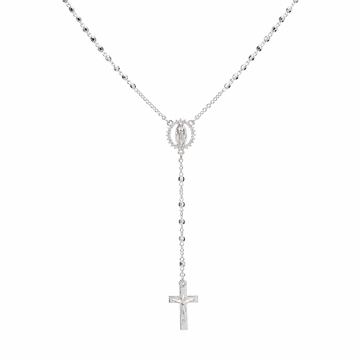 COLLAR ROSARIO VIRGEN PLATA .925