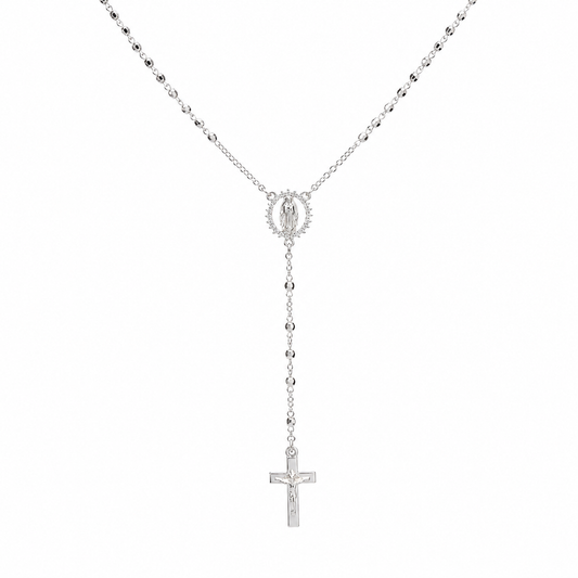 COLLAR ROSARIO VIRGEN PLATA .925