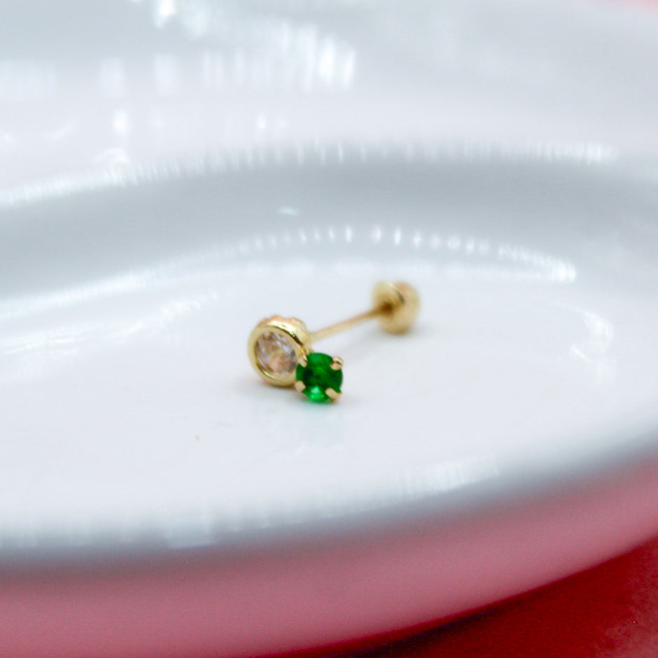 ZIRCONIA VERDE BICEL CON ZIRCONIA BLANCA