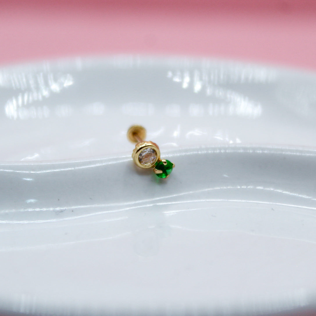 ZIRCONIA VERDE BICEL CON ZIRCONIA BLANCA