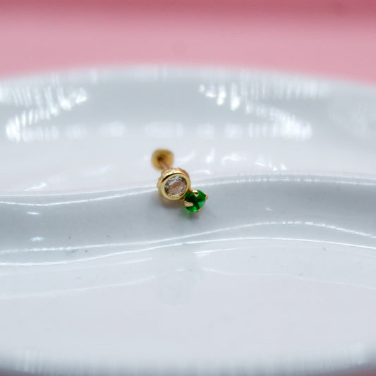 ZIRCONIA VERDE BICEL CON ZIRCONIA BLANCA