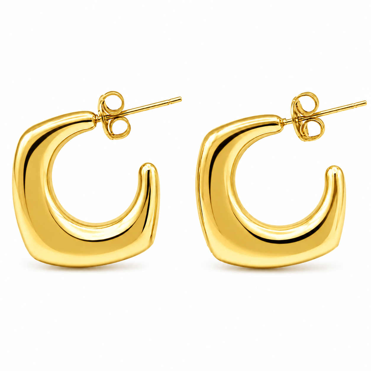ARETES CHUNKY CUADRADOS CON TERMINACIÓN PICO