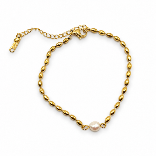 PULSERA BOLITAS Y PERLA CENTRAL