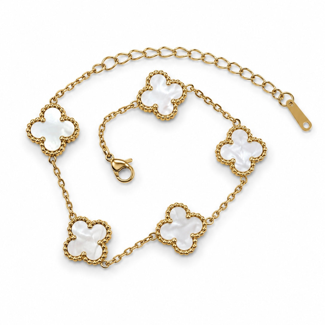 PULSERA TRÉBOL BLANCO