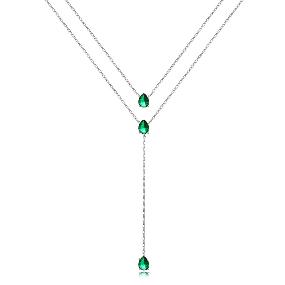 CORBATIN DOBLE ZIRCONIAS GOTA VERDE ESMERALDA