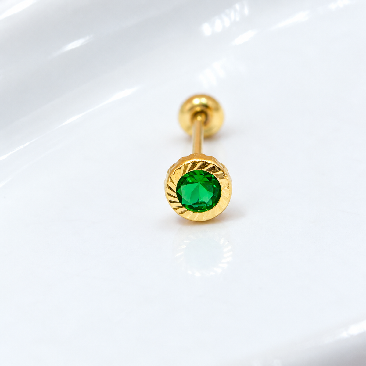BRILLO BICEL DIAMANTADO VERDE 10k