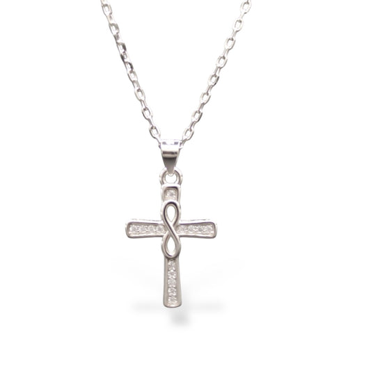 COLLAR CRUZ INFINITO PLATA .925