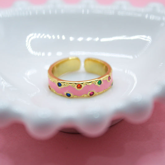 ANILLO ROSA CON ZIRCONIAS ARCOIRIS