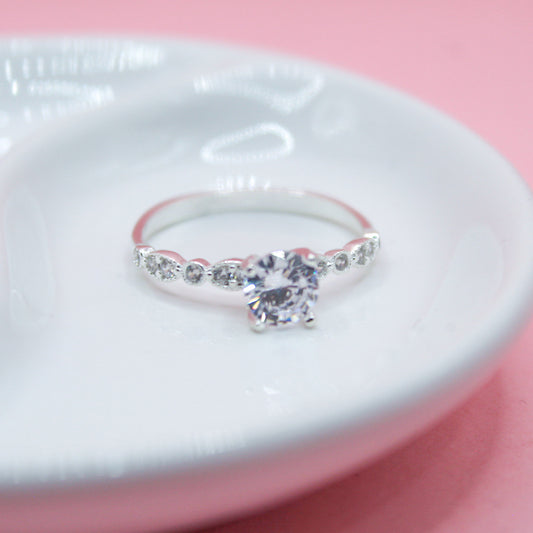 ANILLO ZIRCONIA BLANCA REDONDA PEQUEÑA .925