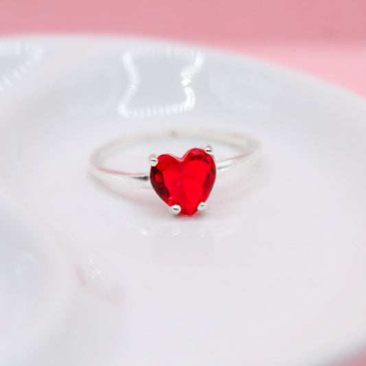 ANILLO CORAZÓN ZIRCONIA ROJA