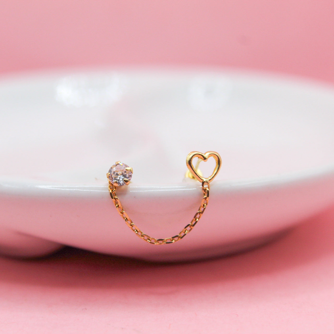 CORAZÓN SILUETA CADENA CON ZIRCONIA 10K