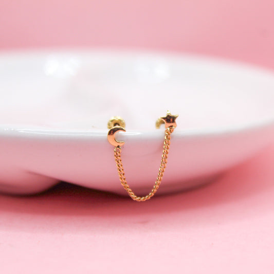 LUNA Y ESTRELLA LISA CON CADENA 10K