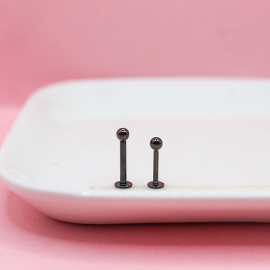 LABRET NEGRO BOLA MEDIANA 316L