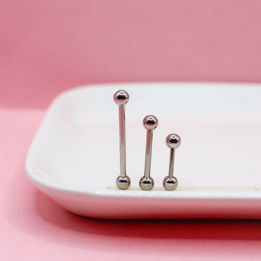 PIERCING RECTO PLATEADO BOLA CHICA 316L