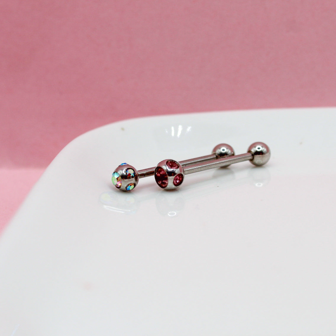 PIERCING RECTO ZIRCONIA COLOR BOLA MEDIANA 316L