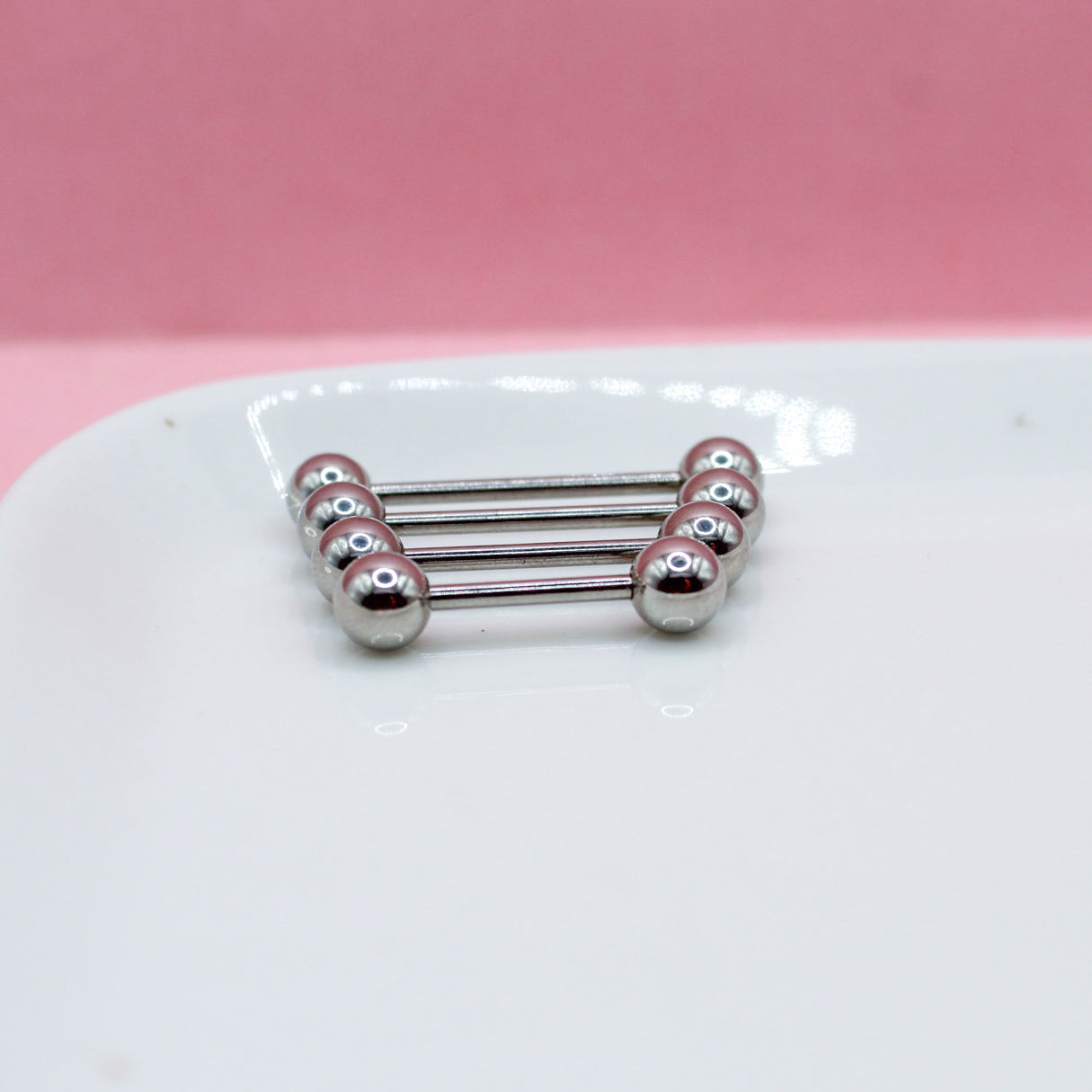 PIERCING RECTO PLATEADO BOLA GRANDE 316L