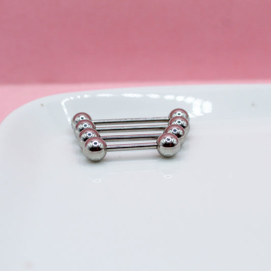 PIERCING RECTO PLATEADO BOLA GRANDE 316L