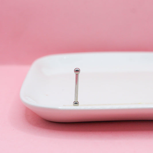PIERCING RECTO PLATEADO BOLA MINI 316L