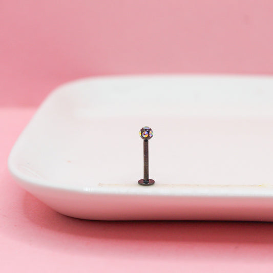 LABRET NEGRO BOLA ZIRCONIAS TORNASOL 316L