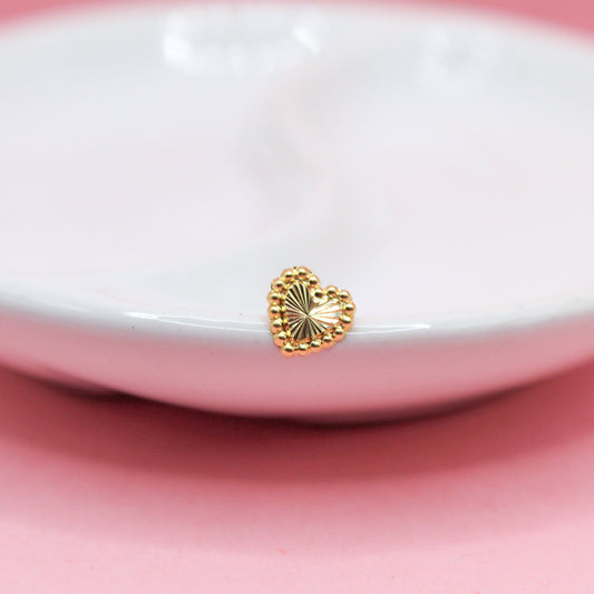 CORAZÓN DIAMANTADO ORILLA BOLITAS 10K