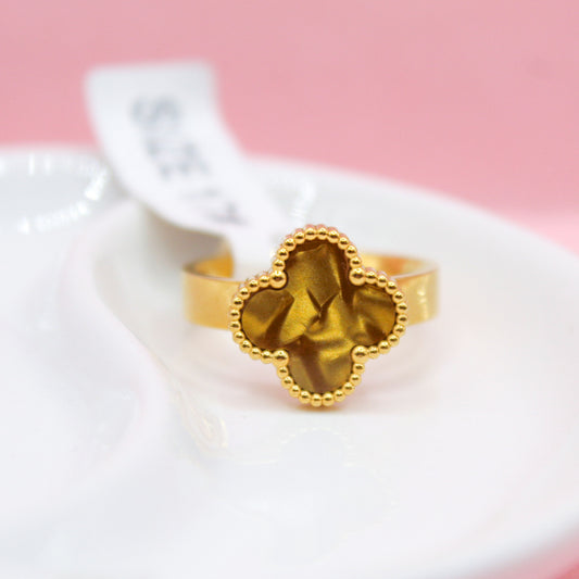ANILLO TRÉBOL DORADO