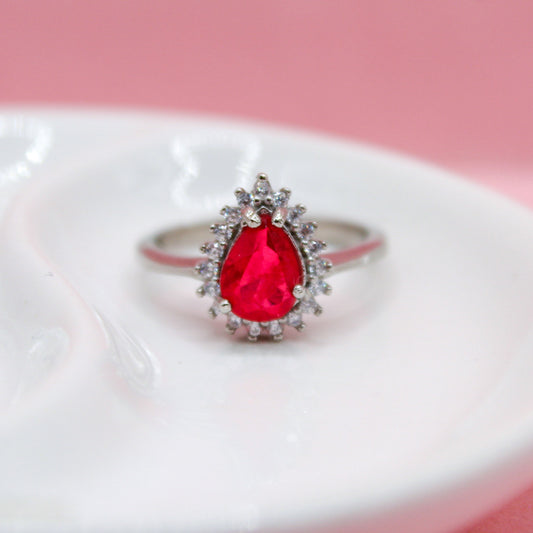 ANILLO PARAIBA ROSA FUERTE EN GOTA PLATA ITALIANA .925