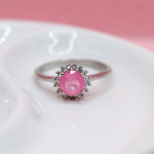 ANILLO PARAIBA ROSA REDONDA PLATA ITALIANA .925