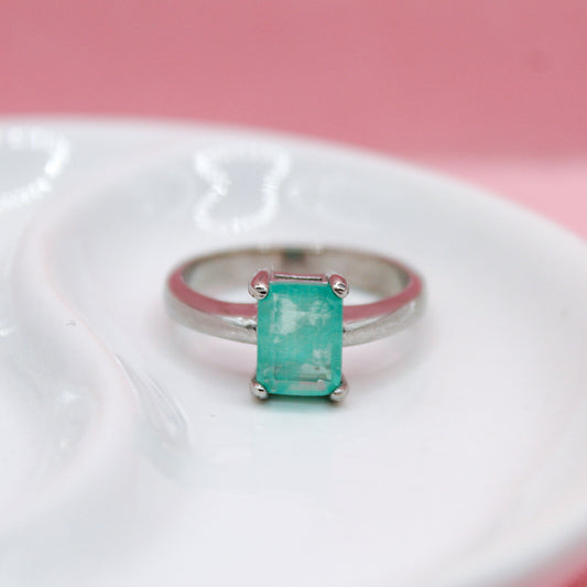 ANILLO PARAIBA VERDE PLATA ITALIANA .925