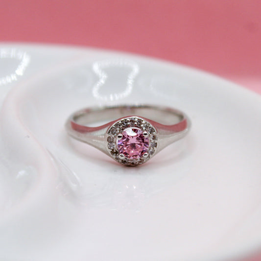 ANILLO PARAIBA ROSA REDONDA PLATA ITALIANA .925