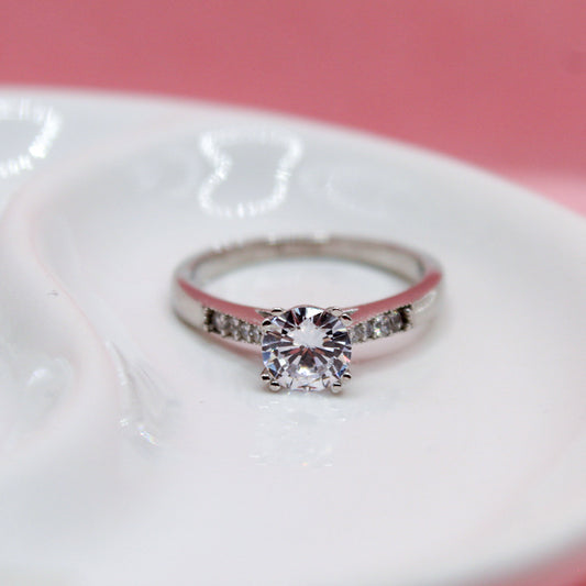 ANILLO MOISANITA REDONDA PLATA ITALIANA .925