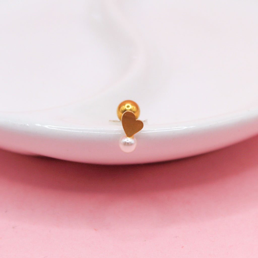 CORAZÓN LISO CON PERLA BLANCA 316L