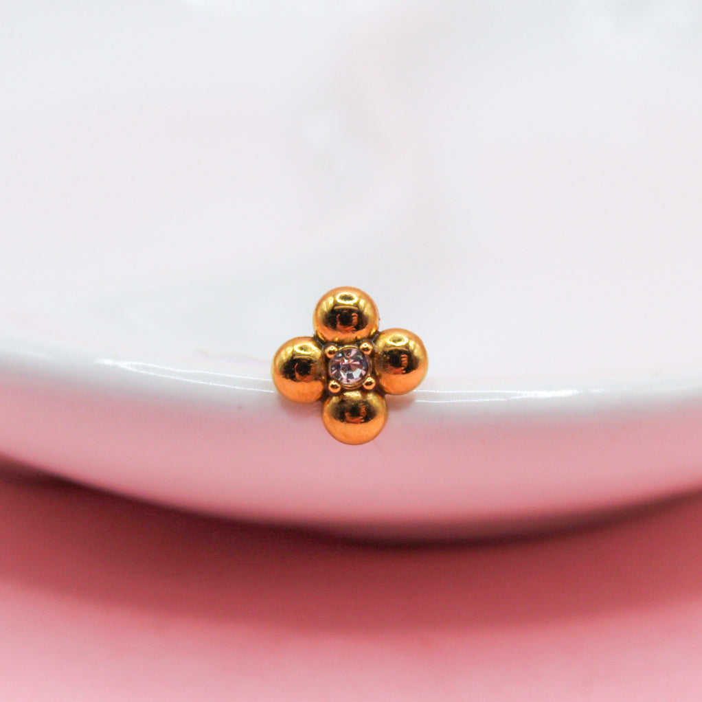 FLOR CUATRO BOLITAS CON ZIRCONIA 316L