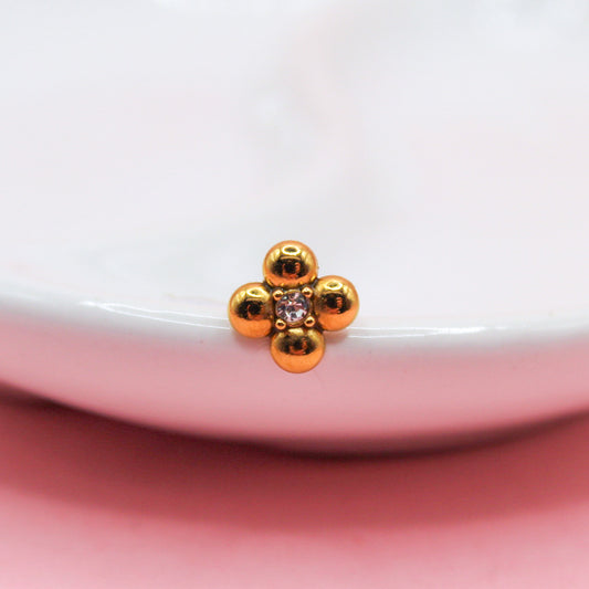 FLOR CUATRO BOLITAS CON ZIRCONIA 316L