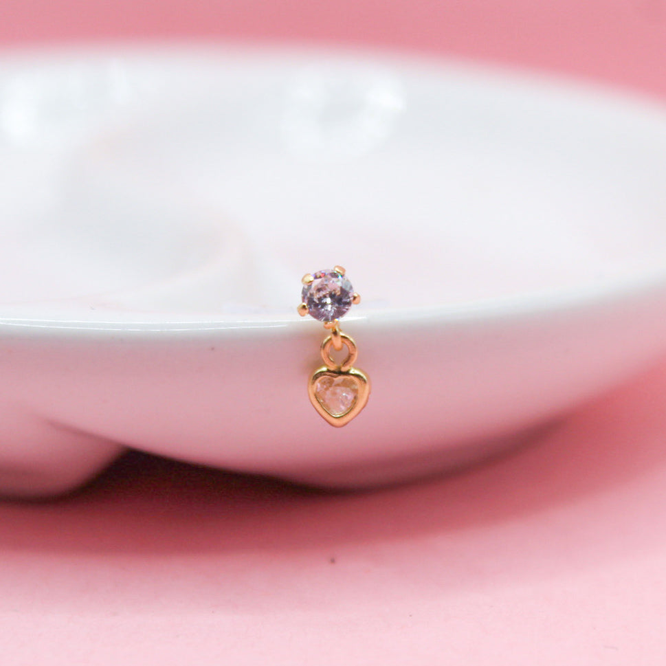 ZIRCONIA CON CORAZÓN COLGANTE BICELADO 10K