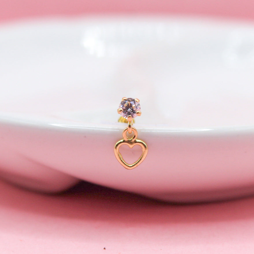 ZIRCONIA CON CORAZÓN SILUETA COLGANTE  10K