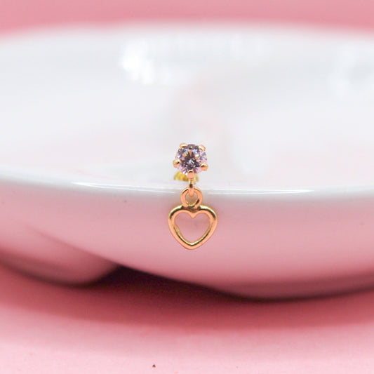 ZIRCONIA CON CORAZÓN SILUETA COLGANTE  10K