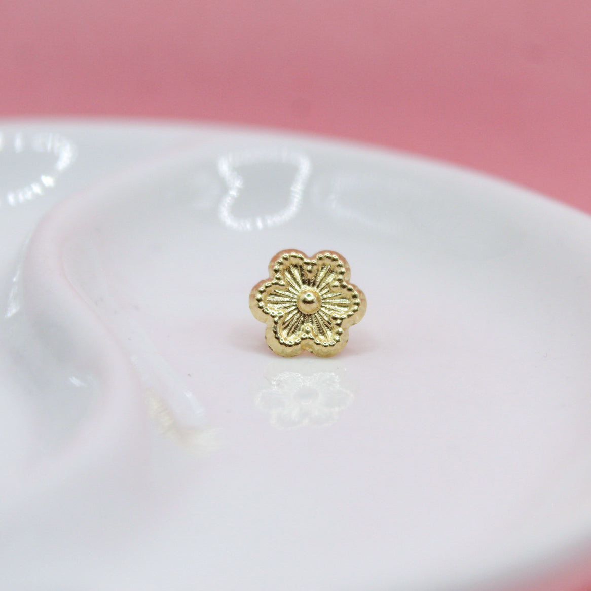 FLOR DIAMANTADA CON BOLITAS 10K