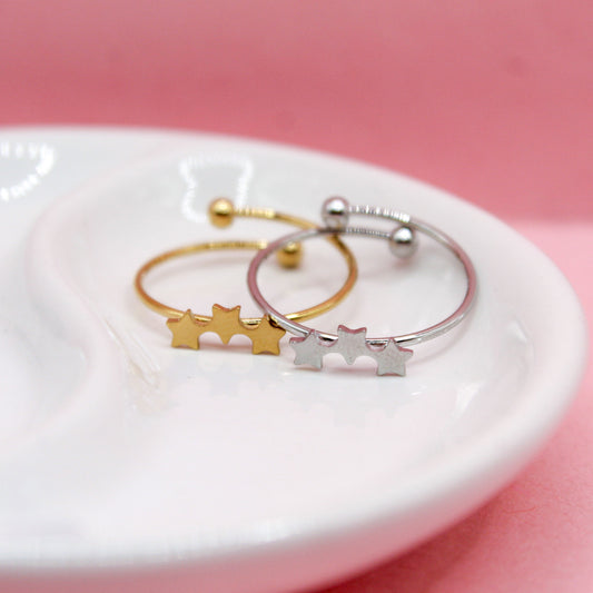 ANILLO TRES ESTRELLAS LISAS