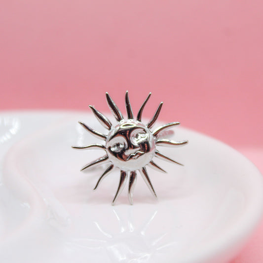 ANILLO PLATEADO SOL CON CARA