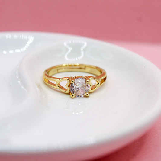 ANILLO ZIRCONIA REDONDA CORAZONES SILUETA