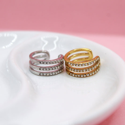 EARCUFF TRES BANDAS SEPARADAS DE ZIRCONIAS