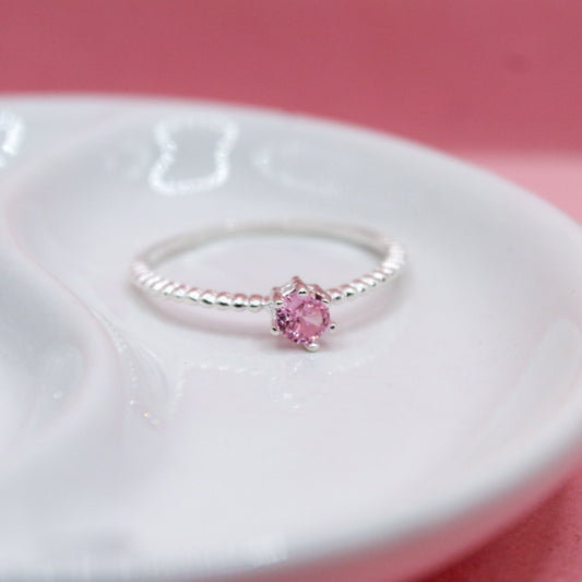 ANILLO ZIRCONIA ROSA PEQUEÑA .925
