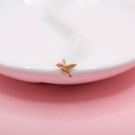 PAJARO ZIRCONIA OJO ORO JAPONES 10K