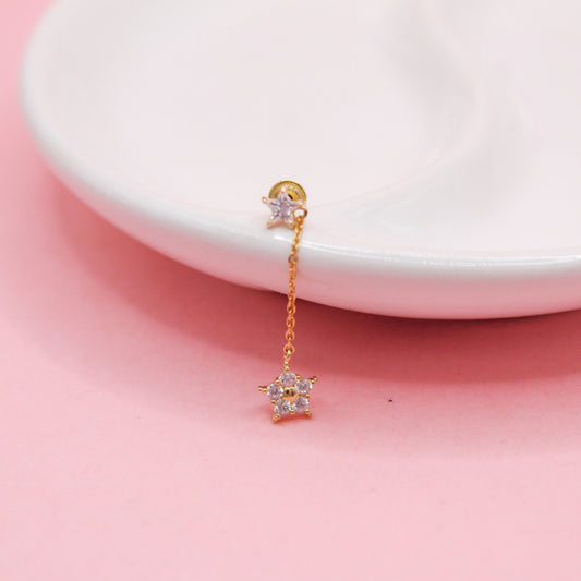 ESTRELLA CHICA CON COLGANTE ESTRELLA GRANDE ORO JAPONES 10K