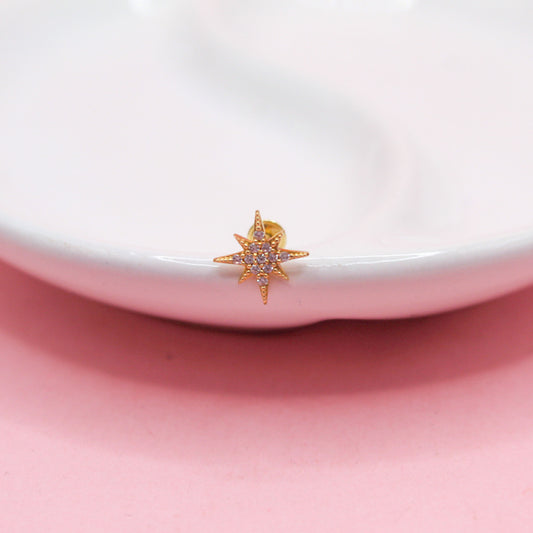 ESTRELLA OCHO PICOS Y ZIRCONIAS ORO JAPONES 10K