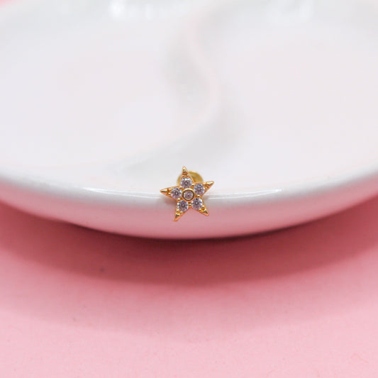 ESTRELLA ZIRCONIAS ORO JAPONES 10K