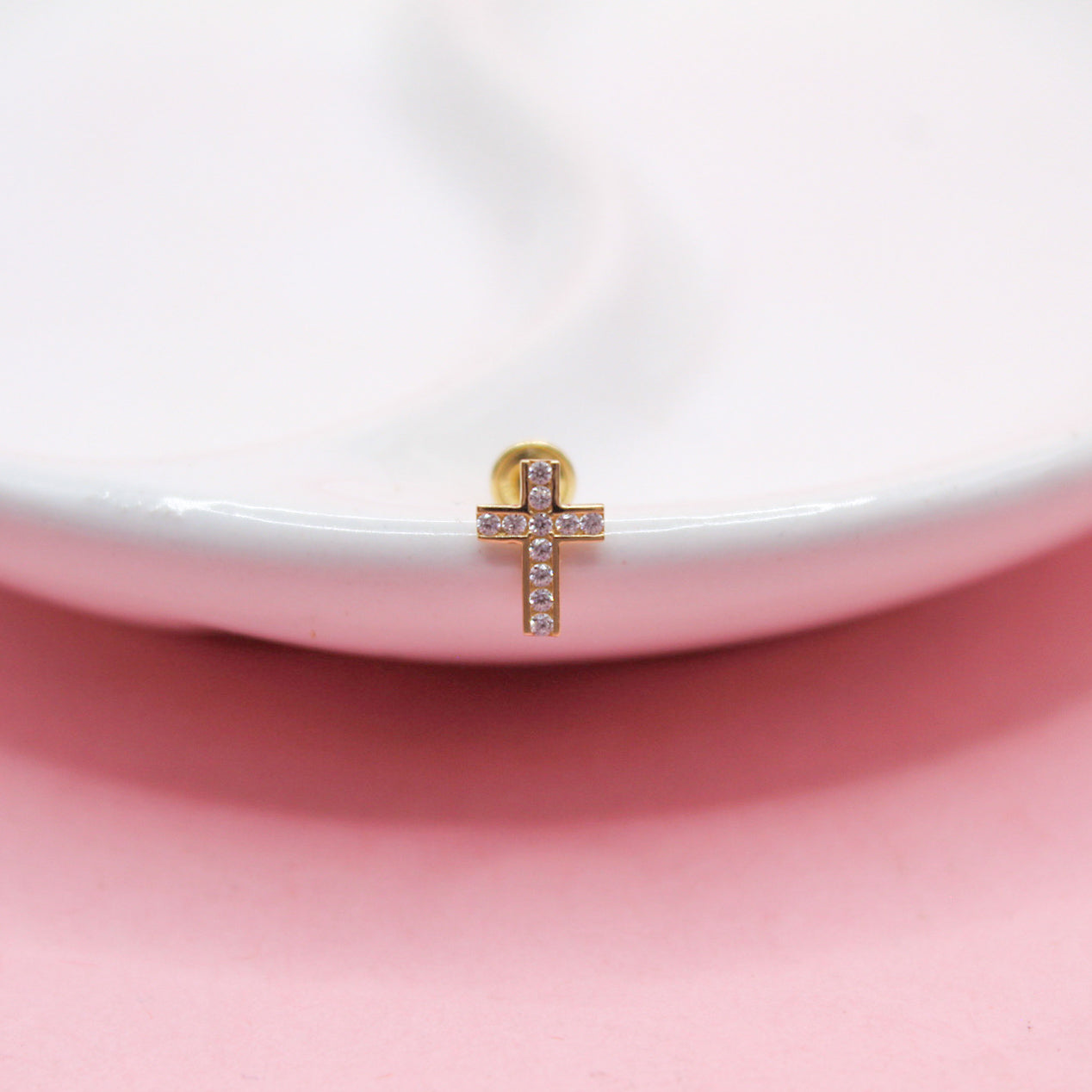 CRUZ ZIRCONIAS ORO JAPONES 10K