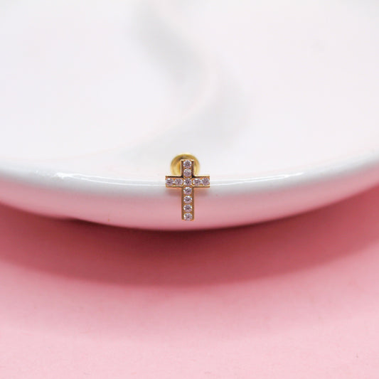 CRUZ ZIRCONIAS ORO JAPONES 10K