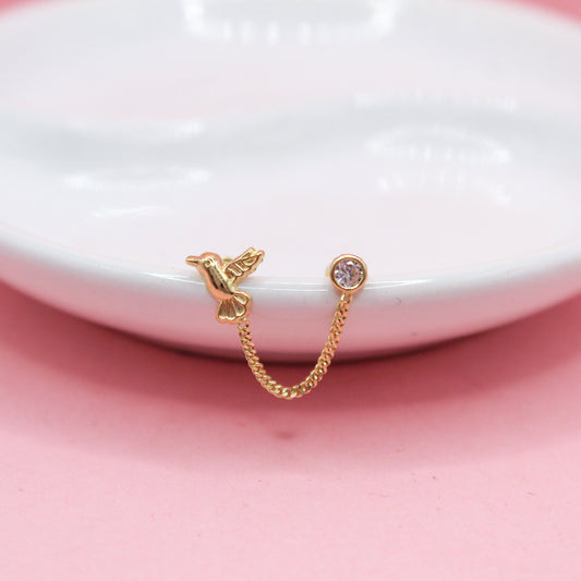 COLIBRI ZIRCONIA BICELADA CON CADENA 10K