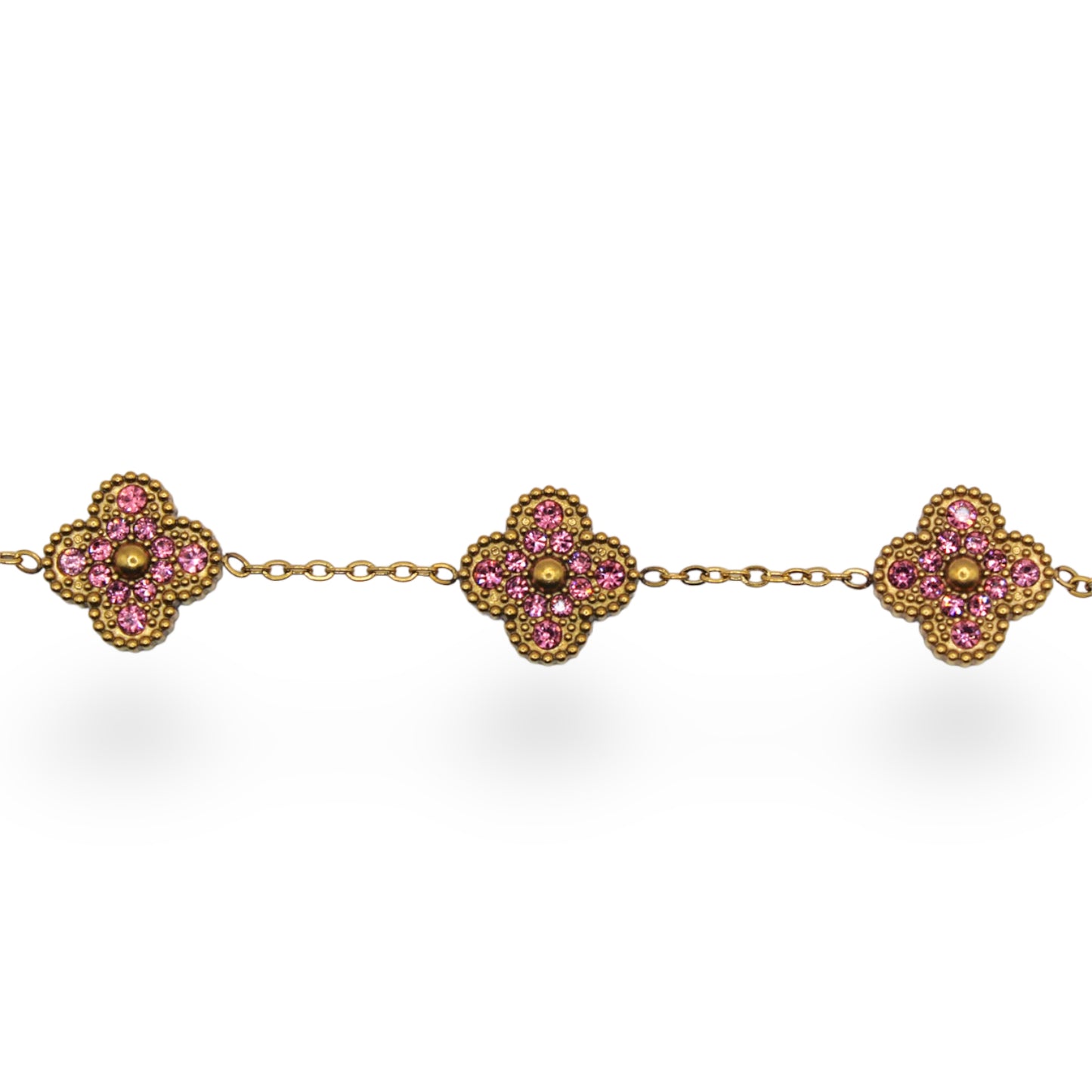 PULSERA TRÉBOL CON ZIRCONIA ROSA